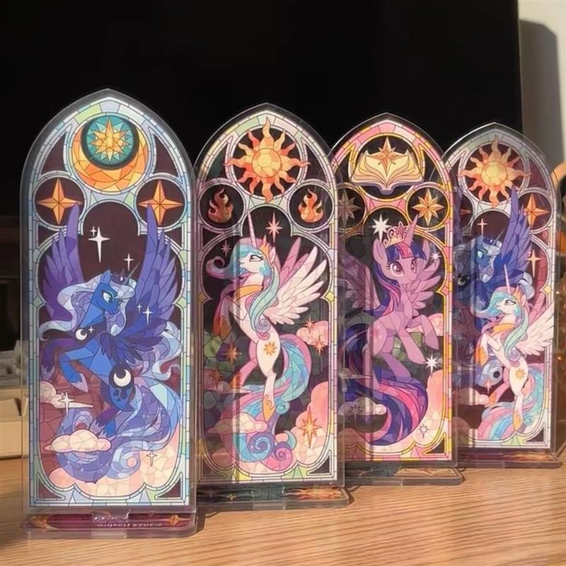 新款小马宝莉彩窗立牌自制宇宙公主月亮公主紫悦公主桌面摆件装饰