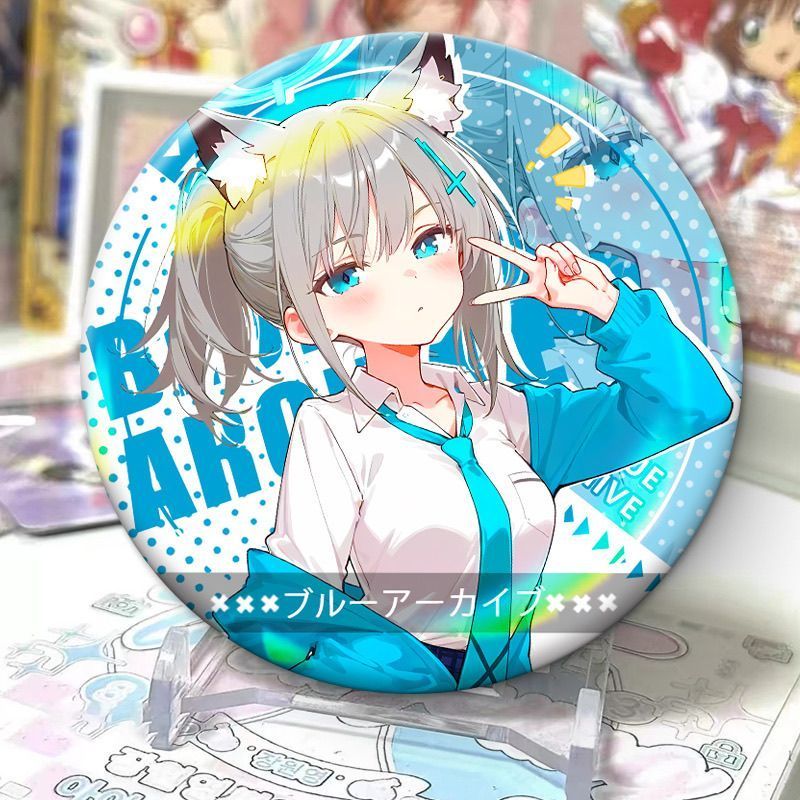 蔚蓝档案小鸟游星野砂狼白子柚鸟夏周边彩虹58mm徽章吧唧胸针谷子