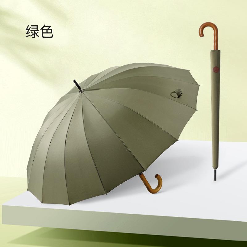 16骨杆伞实加木弯柄加大抗强风伞直大1伞面20户外大号雨伞