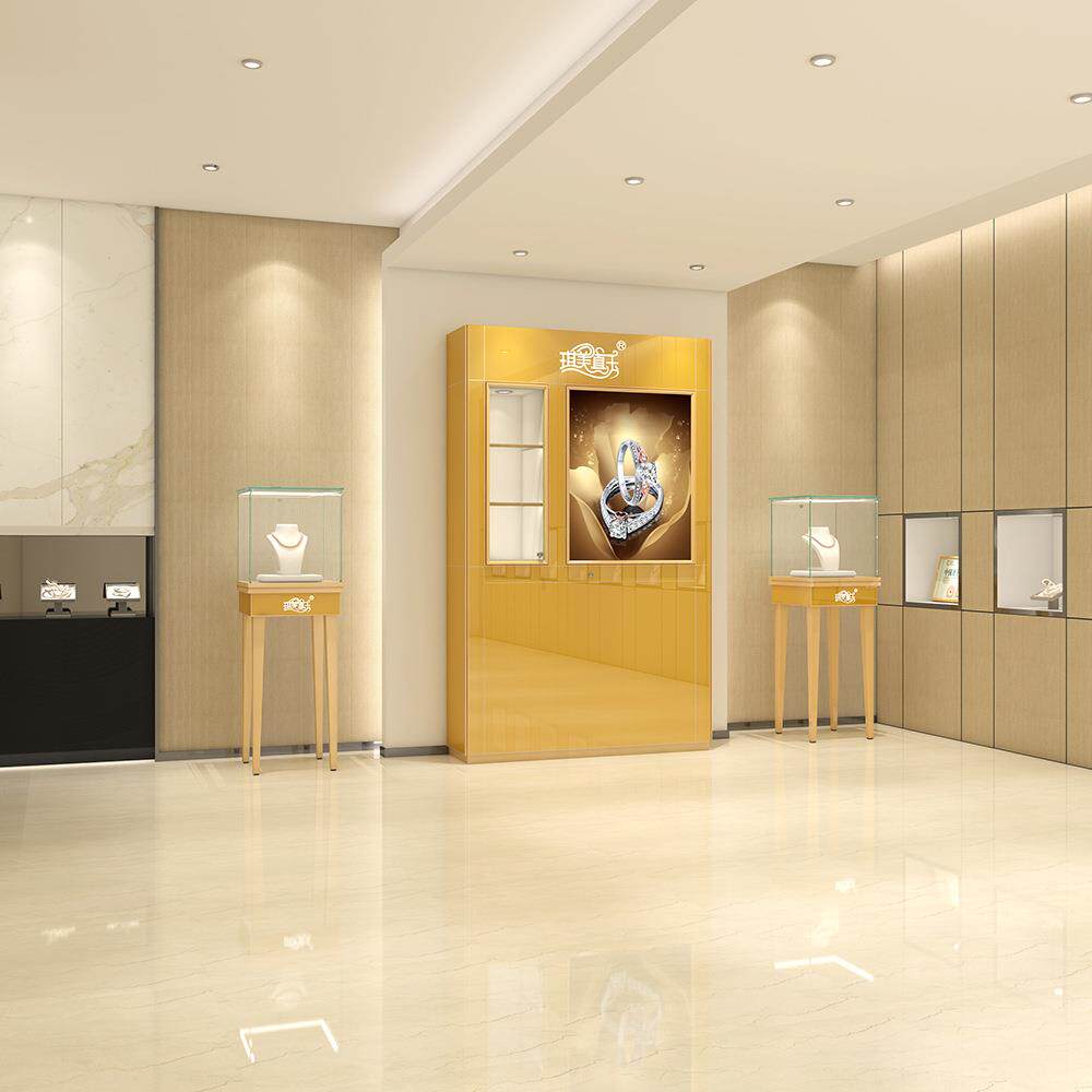 商场玻璃珠宝展示柜橱窗柜高柜三格带灯箱背柜组装柜台厂家供应