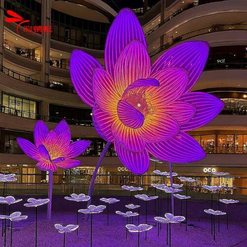 大型户外LED荷花景观灯组夜景亮化艺术装置公园广场装饰