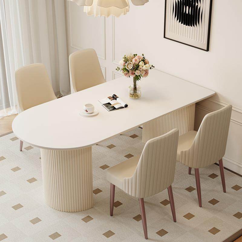 热奶油风岩板餐桌轻奢现代简约家用小户型白色法式半圆岛台餐桌椅,商业/办公家具,餐桌椅系列,淘宝优惠券,粉丝福利购,淘宝优惠卷
