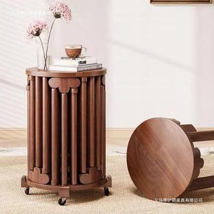 实木圆凳子茶几家用可叠放凳现代吃饭登子餐桌凳原木新中式叠叠乐