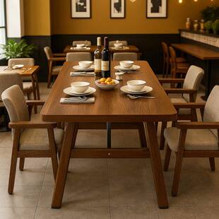 餐桌餐饮商用饭店饭桌工业风酒馆小吃店烧烤店桌椅组合快餐店桌子