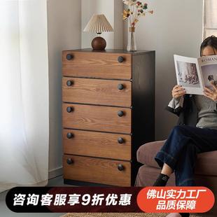 木与舒中古风实木五斗柜床尾收纳柜置物储物柜客厅复古抽屉玄关柜
