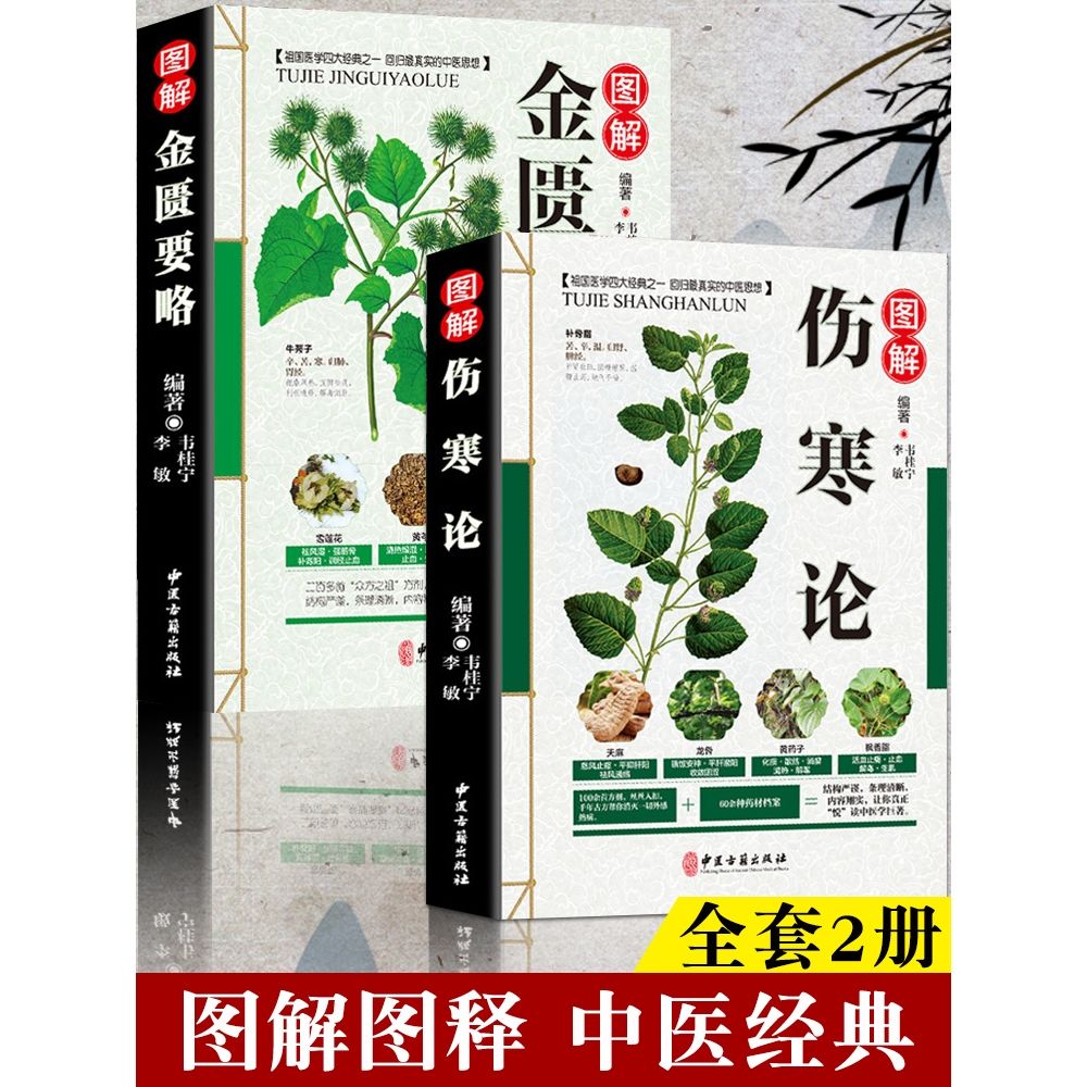 正版图解伤寒论金匮要略全2册白话解问诊中医药书籍大全本张仲景名著文白对照通俗易懂古籍出版社抖音同款书入门基础理论知识书籍