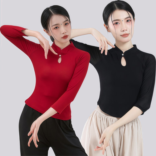 舞蹈练功服上衣女新款中式旗袍领