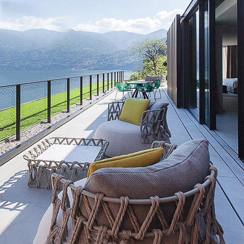 外藤456院编发沙发庭阳台室外防水休闲户沙客厅阳光房藤沙发茶几