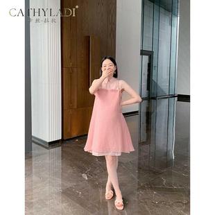 新款 新中式 夏季 连衣裙专用透气 孕妇装 薄纱中国风拼接a字裙气无袖