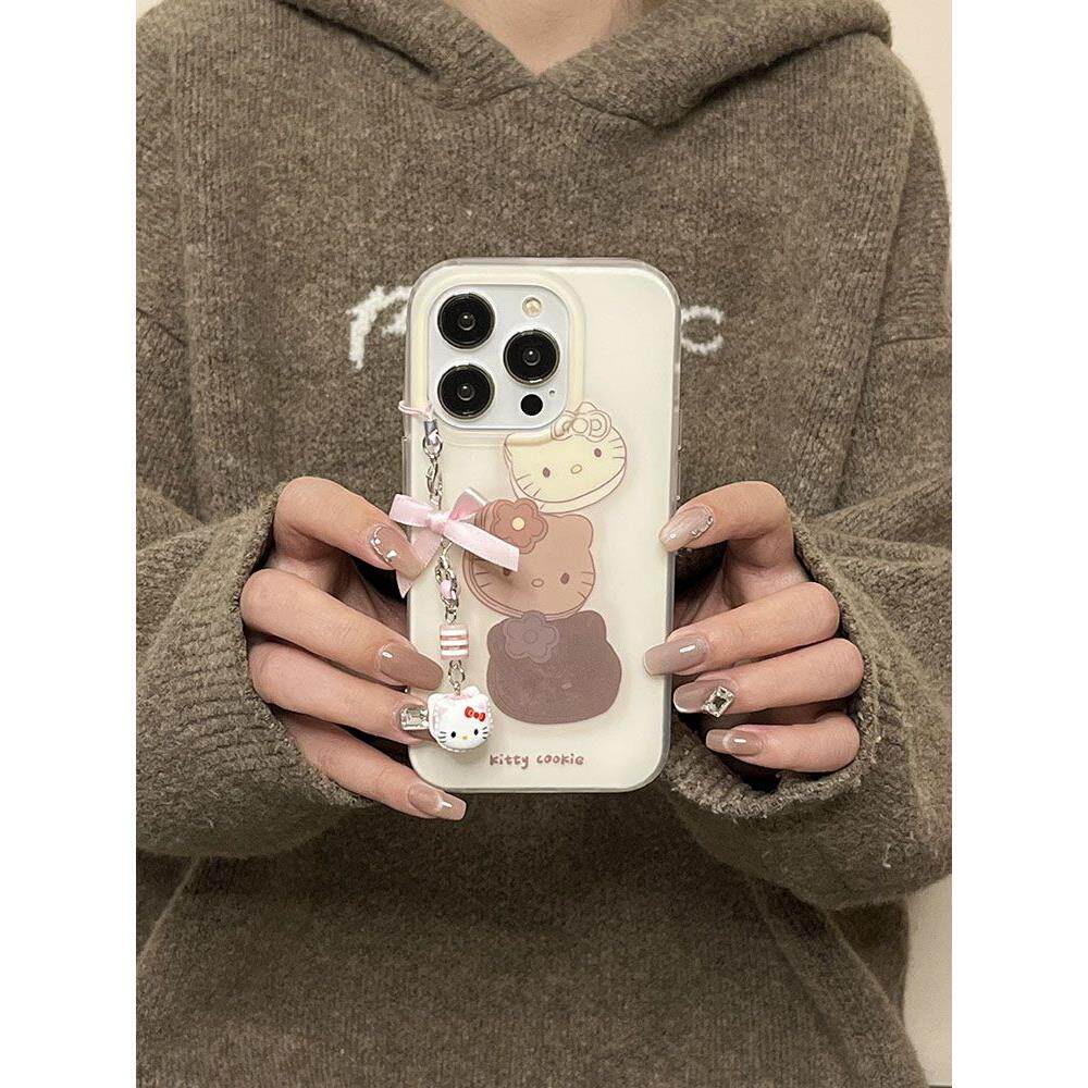 可爱Kitty猫曲奇饼干带挂件适用于苹果15手机壳iPhone16防摔13/14