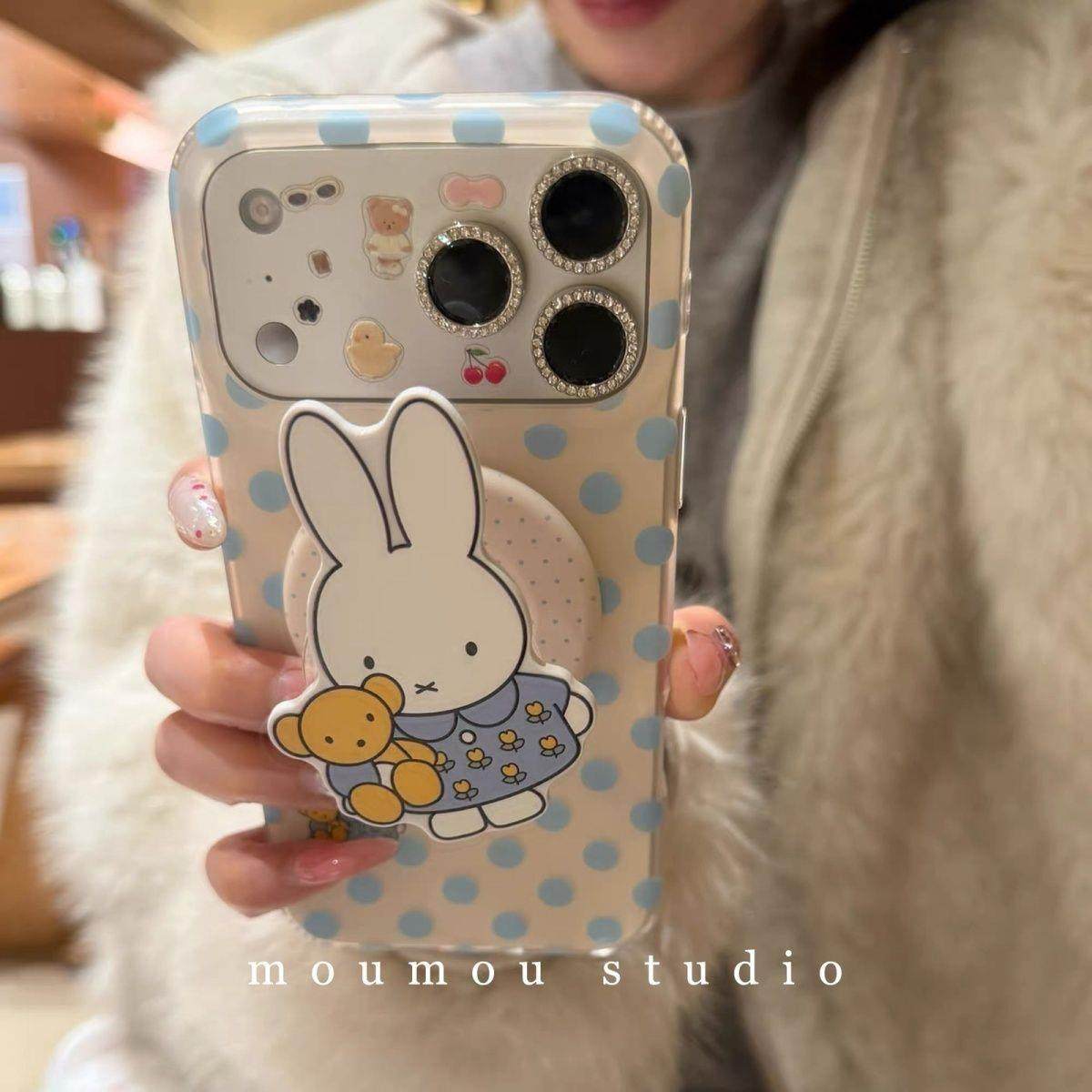 磨砂小众蓝波点磁吸兔子适用iphone17promax苹果16手机壳15全包14,3C数码配件,手机保护套/壳,淘宝优惠券,粉丝福利购,淘宝优惠卷