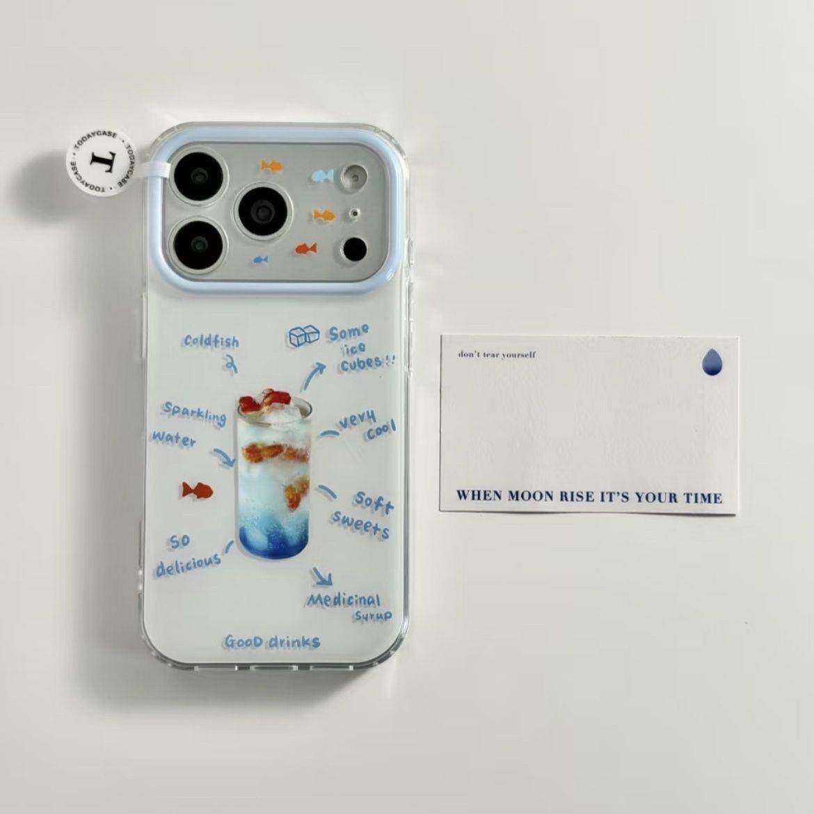ins金鱼海盐气泡水适用苹果17promax双层iphone16/15小众手机硬壳