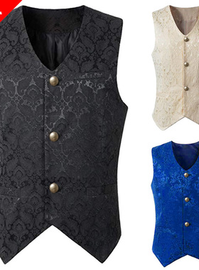 2021亚马逊wish新款男装中世纪服装复古男款短马甲万圣节服装