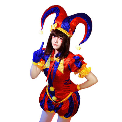 神奇数字马戏团小丑女cos服连体衣带万圣节帕姆尼cos服全套Pomni