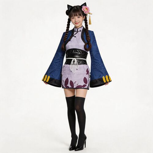 黑执事蓝猫cos服装蓝猫旗袍御姐少女cosplay扮演旗袍cos服现货