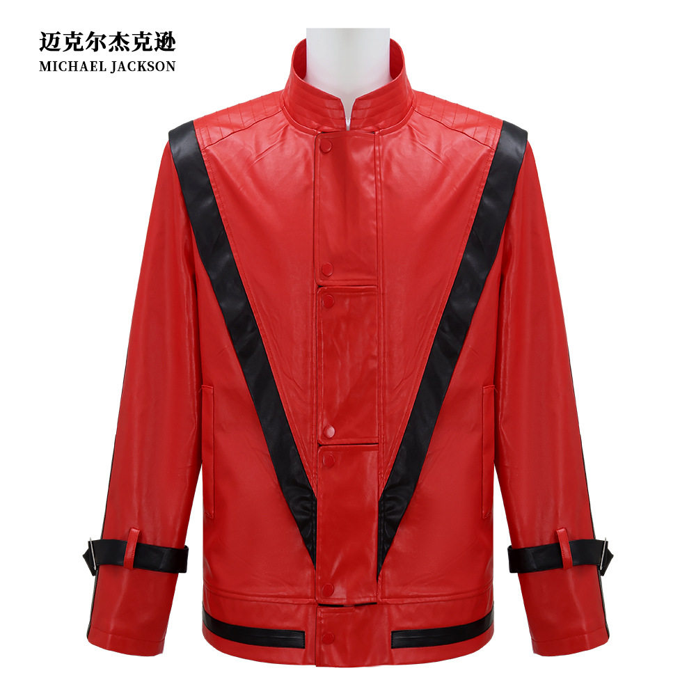 万圣节装扮演出服杰克逊cosplay红色皮衣外套杰克逊cos派对服装