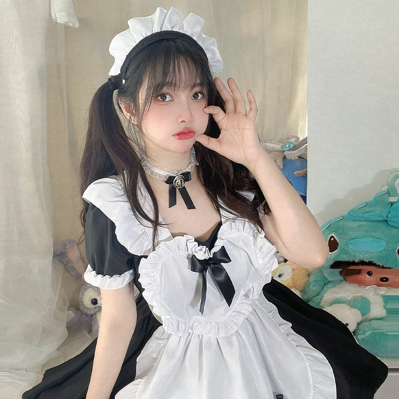 新日系经典黑白女仆装cos日本爱丽丝软妹Lolita洛丽塔连衣裙