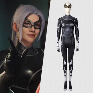 漫威蜘蛛侠cosplay黑猫猫女cos服连体衣眼罩套装女紧身衣