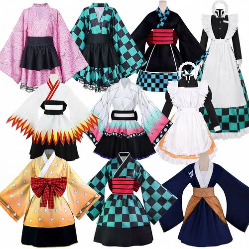鬼灭之刃cosplay灶门炭治郎弥豆子伊之助蝴蝶忍炎柱cos女仆裙