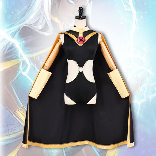 X战警暴风女cos服黑金披风连体衣万圣节漫展角色扮演cosplay