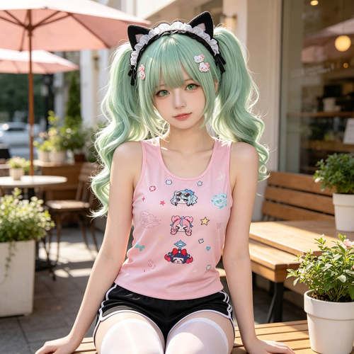 绝区零cos服千夏粉色印花小背心二次元全套cosplay服