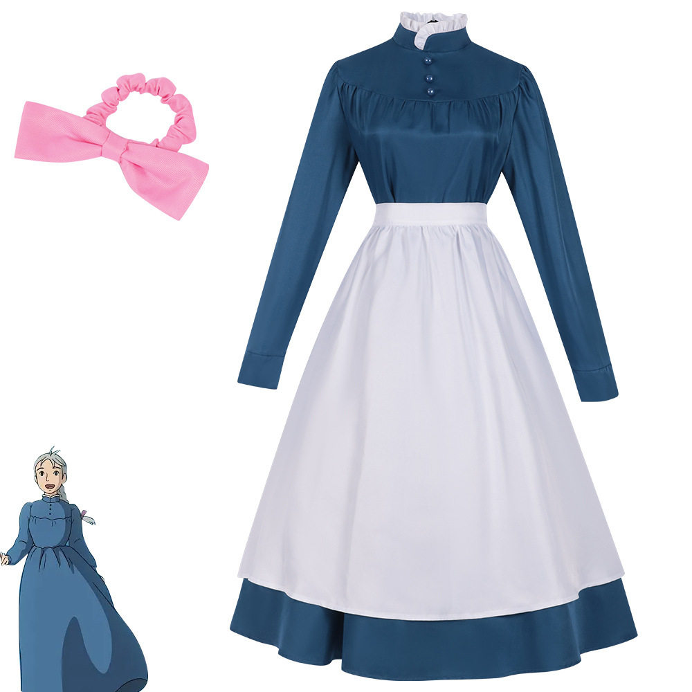 哈尔的移动城堡cos苏菲藏蓝色连衣裙全套cosplay服装哈尔cos服