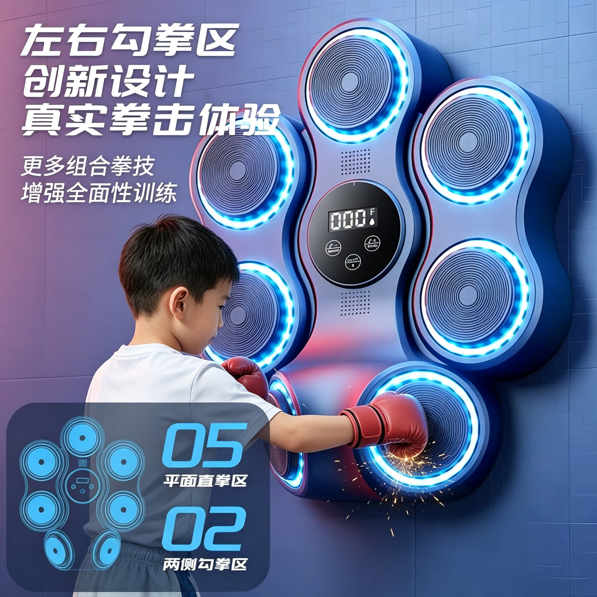 拳击机拳击墙靶家用打击智能音乐