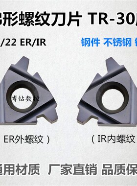 30度数控梯形螺纹刀片16/22 IR/ER2.0/3/4/5/6.0TR车床合金牙刀粒