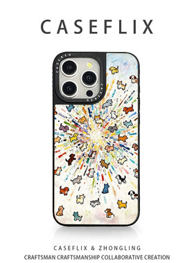 CASERED卡通烟花小狗适用于苹果17手机壳小米15华为mate70硅胶vivo荣耀新款iPhone16promax/13皮纹OPPO三星s2