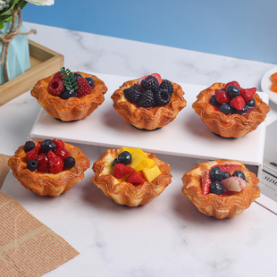 仿真水果蛋挞模型假面包冰箱贴糕点花型蛋挞食物道具装饰餐桌摆件