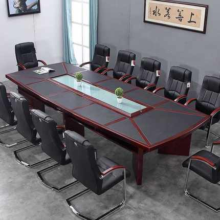 汉果办公家具会议桌长桌简约现代油漆贴胡桃木皮洽谈桌大型会议台