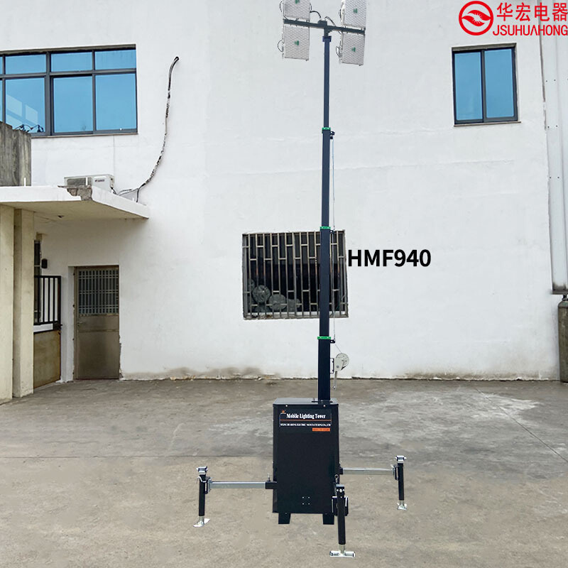 户外施工夜间灯塔多方位照亮泛光灯手摇升降方便照明light tower