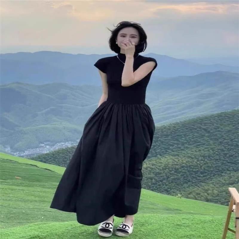 欧洲站2026新款黑色连衣裙子女小众设计感法式高级感显瘦长裙女夏