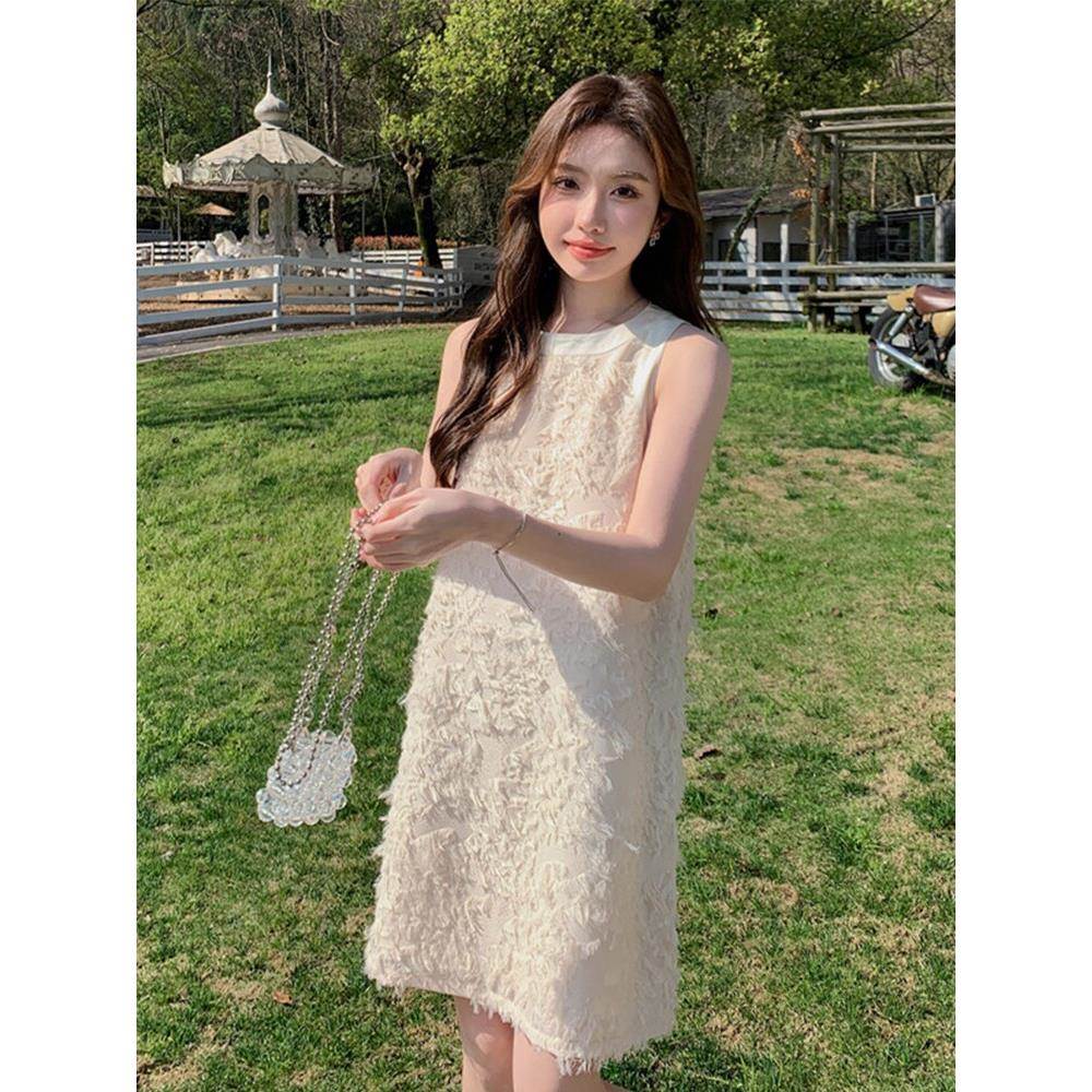 韩国2026夏新款无袖背心洋装女法式高级感小个子宽松直筒短裙女