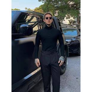 白鹤大人长袖T恤高级定制款高领打底衫轻熟薄款修身百搭纯色T恤