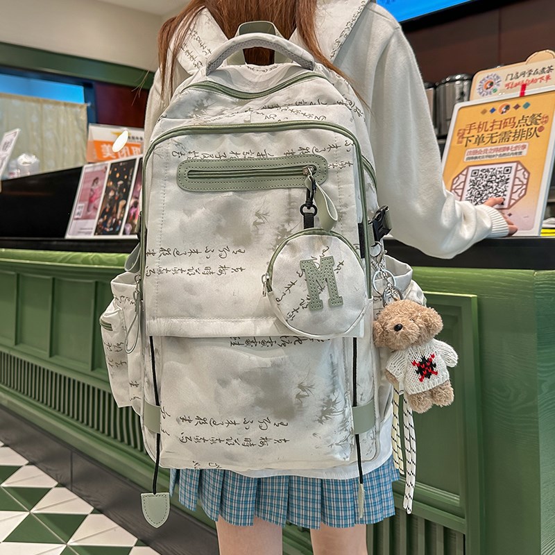 新中式国风书包女初中生高中生大容量轻便双肩包大学生小学生背包