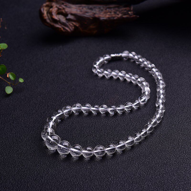 天然白水晶圆珠塔链 女款项链 D约7-13mm XL171