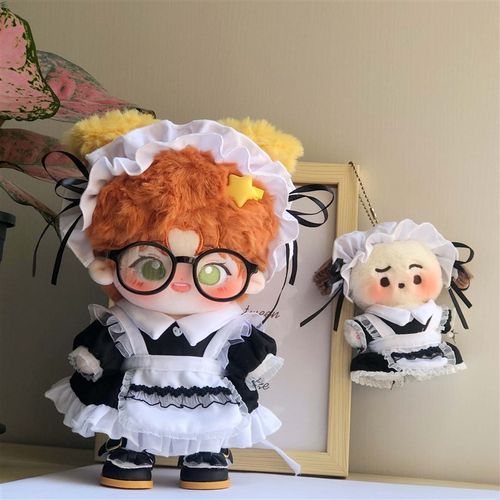 娃衣20cm10厘米棉花娃娃衣服无属性超萌M裙子黑白女仆装公仔套装