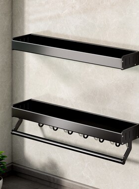 厨房置物架e壁挂式免打孔黑色墙上厨具用品收纳抹布调料挂架子