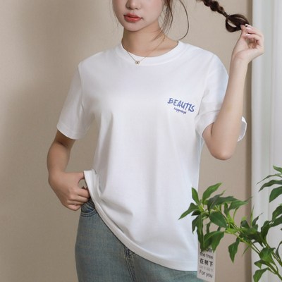 七绵白短袖tf恤女2024新款爆款夏季纯棉女士宽松韩版新年情侣装