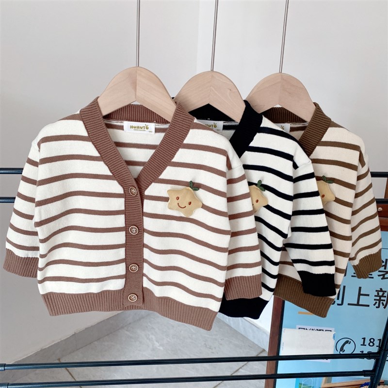 男童开衫毛衣薄外套儿童针织衫春秋季新款纯棉婴儿衣服小宝宝童装