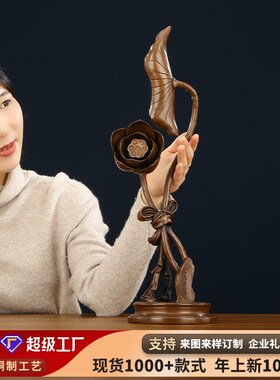 【一品清莲】紫铜莲花摆件工艺品客厅办公室家居装饰品