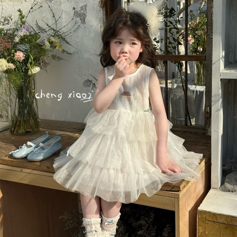 女童连衣裙夏装2025新款洋气儿童无袖夏季宝宝公主裙子生日礼服
