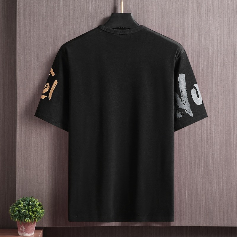 秋冬保暖加绒加厚短袖T恤宽松大码加肥潮半袖德绒圆领卫衣打底衫