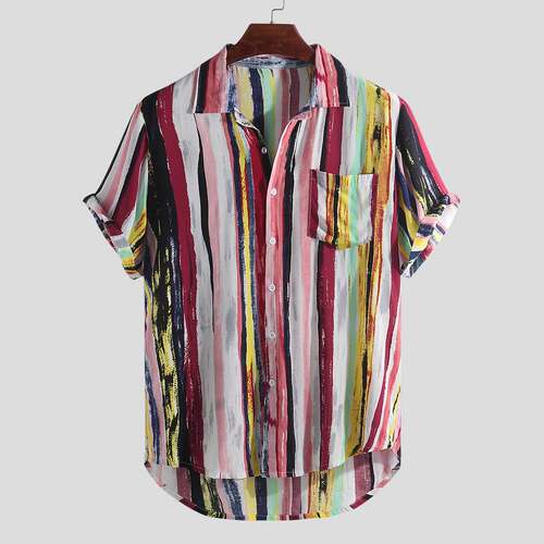 Printed men's summer short sleeve men's flower 4 col