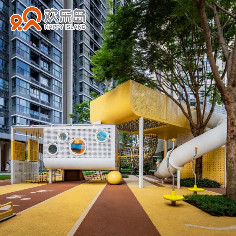 林中树屋不锈钢滑梯厂家可定做大型小区儿童游乐设备规划设计安装