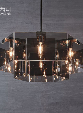 洛西可 北欧现代简约玻璃吊灯黑色创意客厅主卧室餐厅意式风灯具