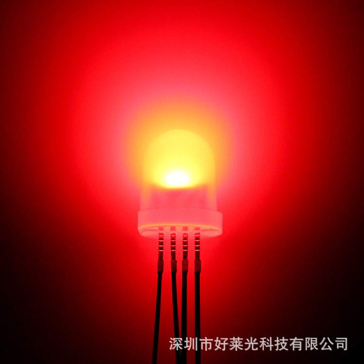 F8/8mm雾状全彩RGB共阴 RGB彩色LED灯珠 全彩红蓝绿LED发光二极管