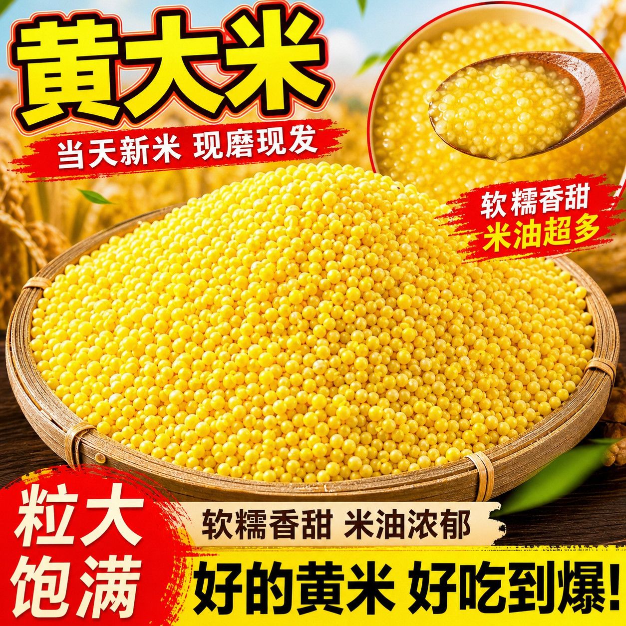 正宗大黄米农家精选新米粽子黍米年糕汤圆豆包煮粥蒸黏饭