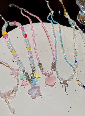 韩瀚混合宝石镶嵌新中式七彩项链